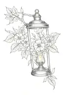 Combine a Welsh miners lamp with a vine of flowers for a nature-inspired industrial tattoo tattoo design idea