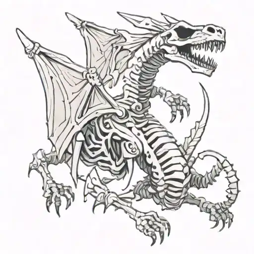 skeleton dragon wrapping tattoo design idea