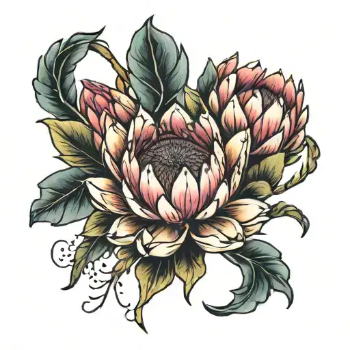 protea flower tattoo design idea