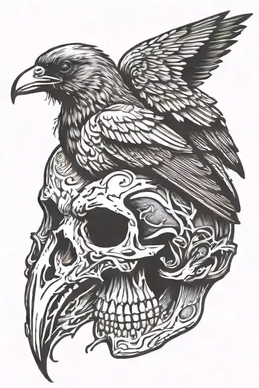 three eyed crow skull tattoo design idea