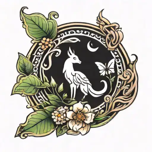 clover moon tattoo design idea