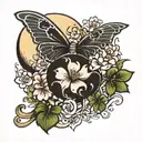 clover moon tattoo design idea