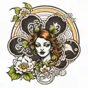 clover moon tattoo design idea