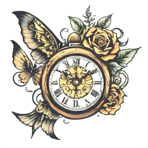 small time travel tattoo design idea