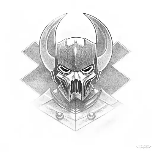 Sinister knight with glowing red eyes tattoo design idea