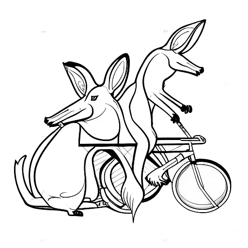 two kangaroos on a tandem bike tattoo design idea