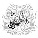 two kangaroos on a tandem bike tattoo design idea