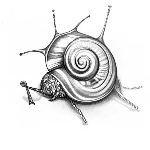 snail and flower tattoo design idea