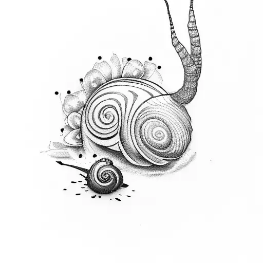snail and flower tattoo design idea