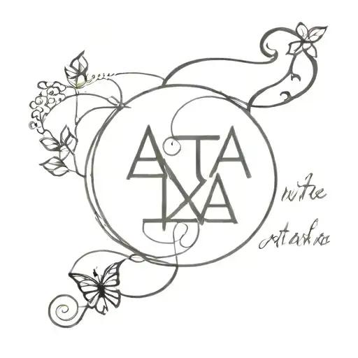 write the words "ataraxia" with symbols of resilience and overcoming mental illness tattoo design idea