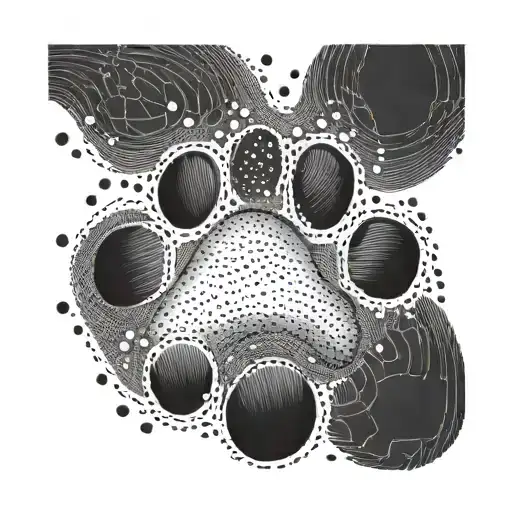 thin line tattoo. Dog paw. inscribed with the letter "B" on the lower end tattoo design idea