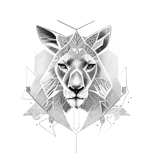 kangaroo with lion tattoo design idea