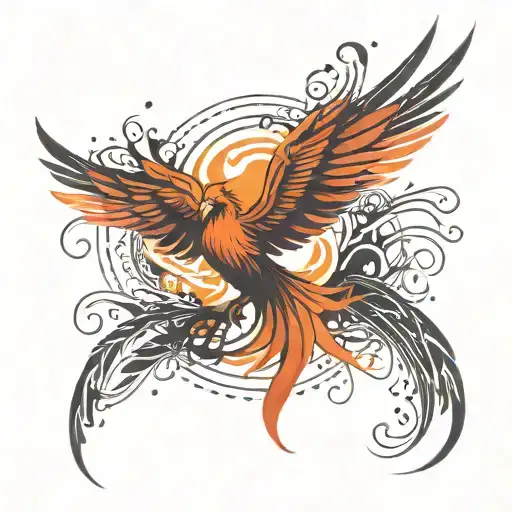  stylized, minimalist depiction of a phoenix rising, focusing on the abstract form rather than a detailed image, can cap tattoo design idea