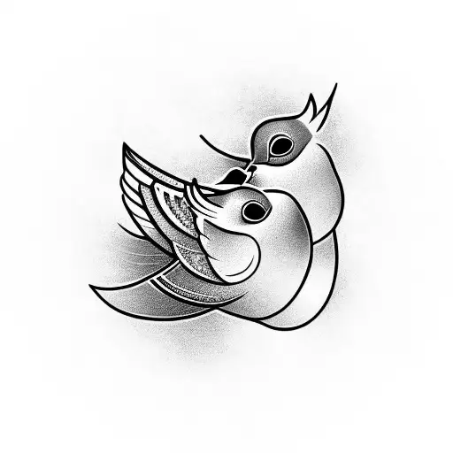 two doves kissing tattoo design idea