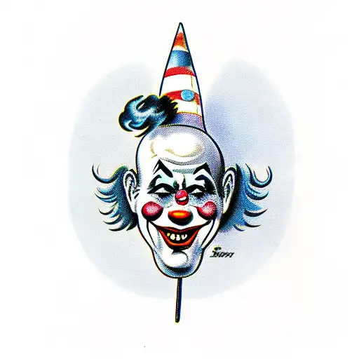 vintage clown smoking tattoo design idea