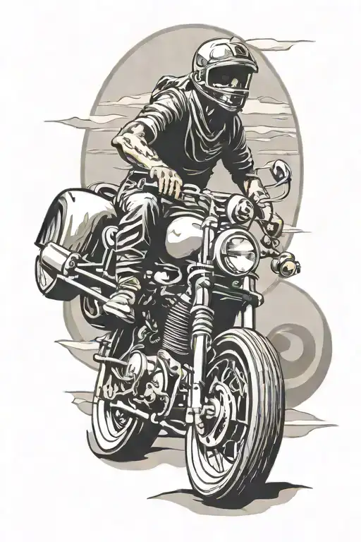 old three wheelers and motorcycles riding in sand dunes  tattoo design idea