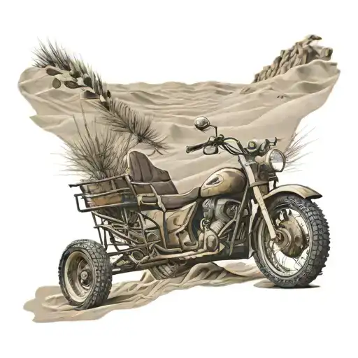 honds 3 wheeler in sand dunes  tattoo design idea