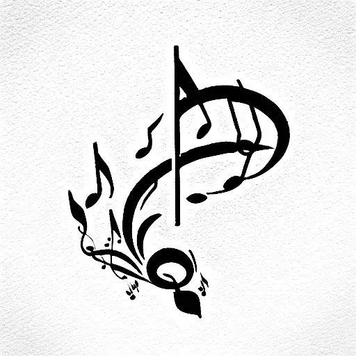 flower with music notes for petals tattoo design idea