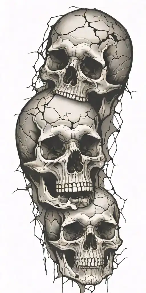 cracked skulls tattoo design idea