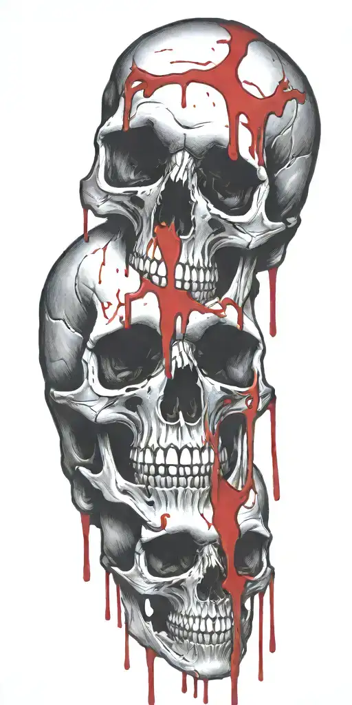 blood dripping down skull tattoo design idea