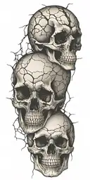 cracked skulls tattoo design idea