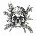 broken skull surrounded by hands tattoo design idea