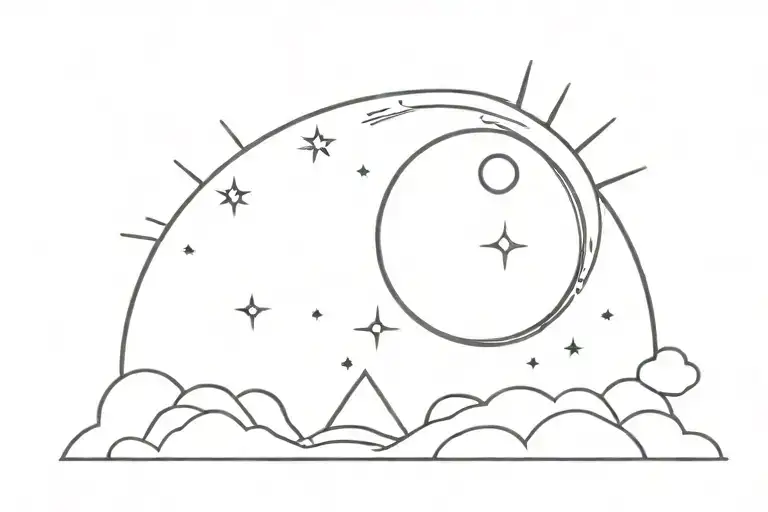 half sun tattoo design idea