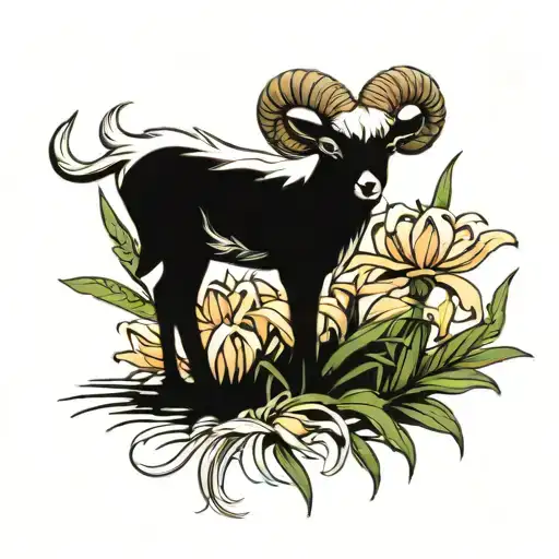 lamb on a bed of spider lilies tattoo design idea