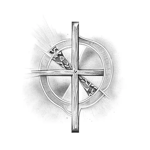 serotonin Christian wooden cross tattoo design idea