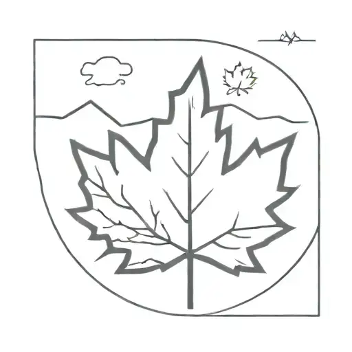 maple leaf with mountains inside tattoo design idea