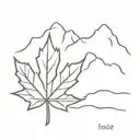 maple leaf with mountains inside tattoo design idea