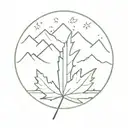 maple leaf with mountains inside tattoo design idea