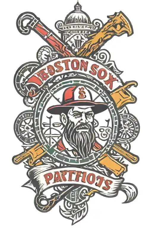 Boston Red Sox, New England patriots, Boston Celtics and Boston bruins logo tattoo design idea