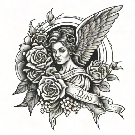  tattoo for a dead dad memorial something with angel with a bow tattoo design idea