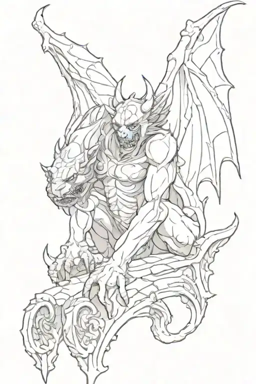 full length gargoyle tattoo design idea