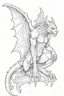 full length gargoyle tattoo design idea