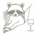 raccoon with wine glass filled tattoo design idea
