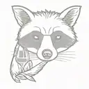 raccoon with wine glass filled tattoo design idea