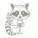 raccoon with wine glass filled tattoo design idea