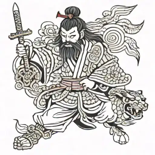 Longhurst Samurai Japan Jesus Christ England three lions tattoo design idea