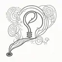 question mark with light bulb tattoo design idea