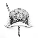 Zoro 3 sword and luffy hat tattoo design idea