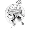 Zoro 3 sword and luffy hat tattoo design idea