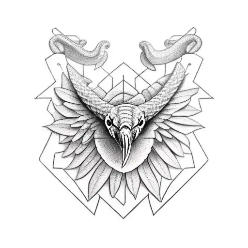 symmetrical snake and eagle tattoo tattoo design idea