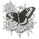 monarch butterfly, longhorn, blue bonnet, mockingbird  tattoo design idea