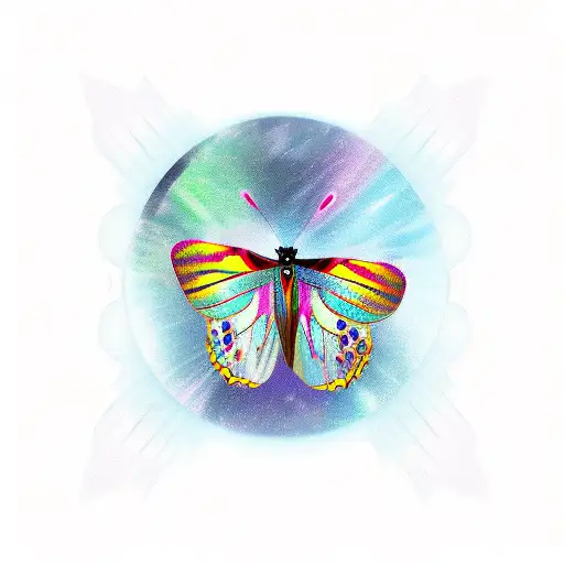 butterfly with glass effect with colours  tattoo design idea