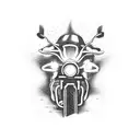 An adventurous entrepreneur riding a motorcycle on a winding road tattoo design idea