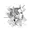 A Picasso-inspired abstract woman silhouette in blackwork style tattoo design idea