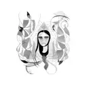 A Picasso-inspired abstract woman silhouette in blackwork style tattoo design idea