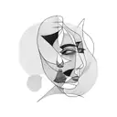 A Picasso-inspired abstract woman silhouette in blackwork style tattoo design idea